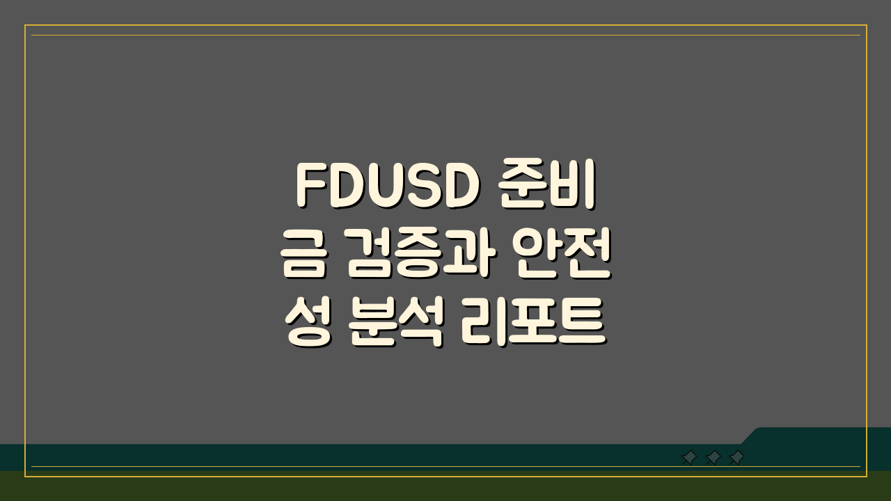 FDUSD 준비금 검증과 안전성 분석 리포트: 5가지 핵심 포인트 공개