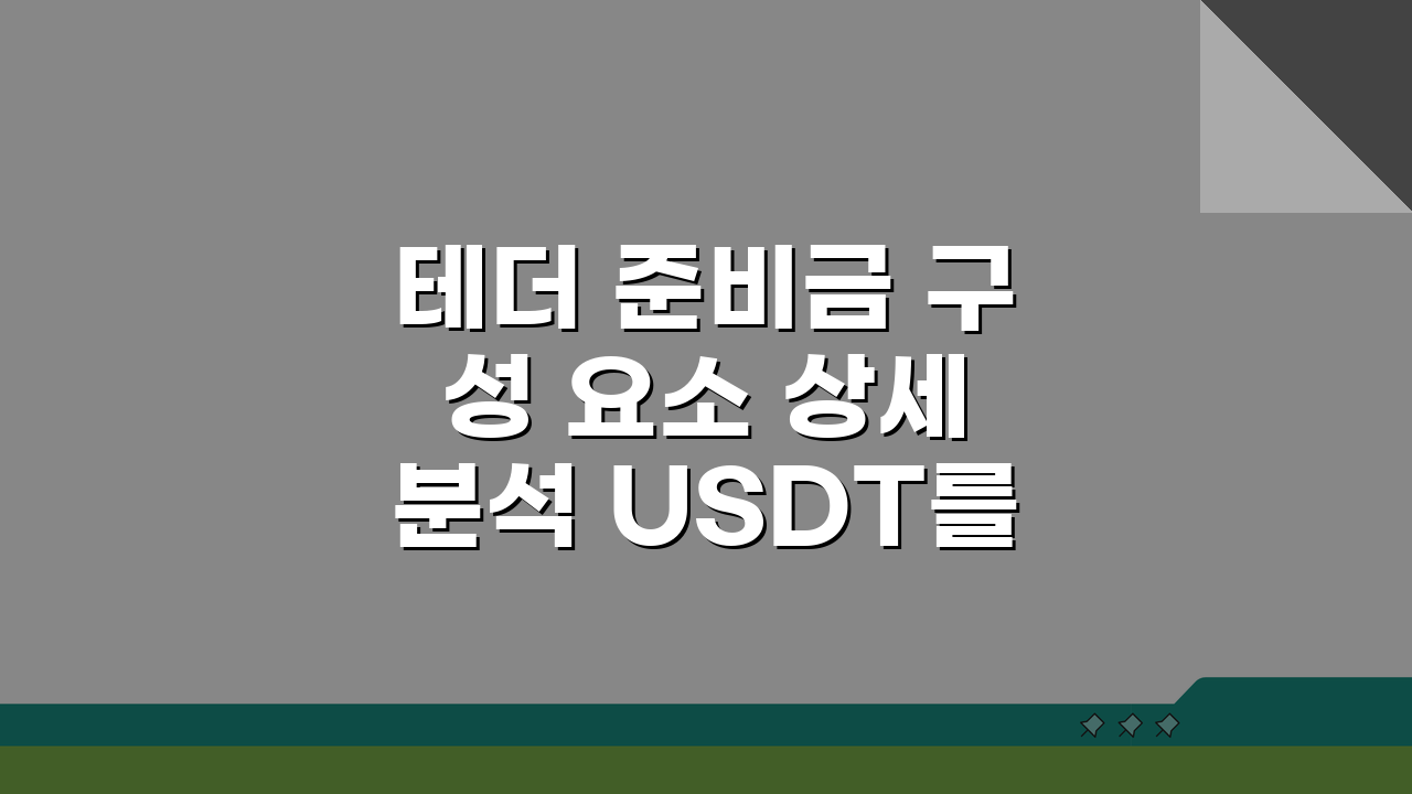 테더 준비금 구성 요소 상세 분석 USDT를 뒷받침하는 자산들 3가지 핵심 공개